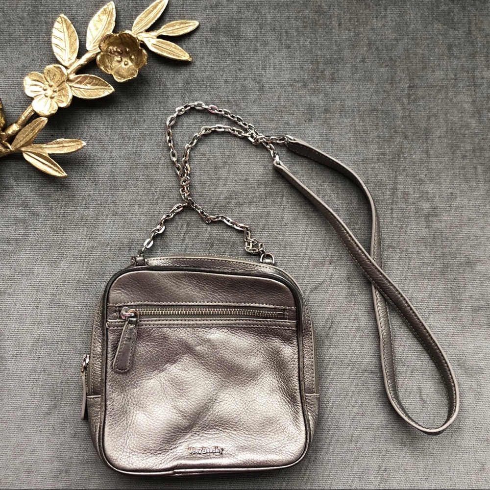 Vera Bradley silver leather Elena crossbody